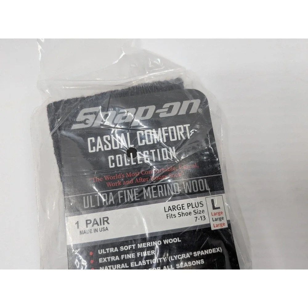 Snap-on Men 3 Pair Sock Bundle Merino Wool & Cotton Crew Work Socks Size L 7-12